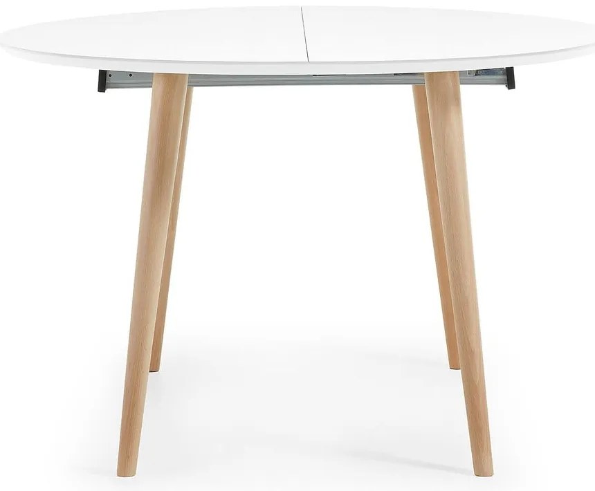 Biely rozkladací jedálenský stôl s bielou doskou ø 120 cm Oqui – Kave Home