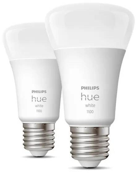 PHILIPS HUE Múdra LED žiarovka HUE, E27, A60, 9,5 W, 1100lm, teplá biela, 2ks
