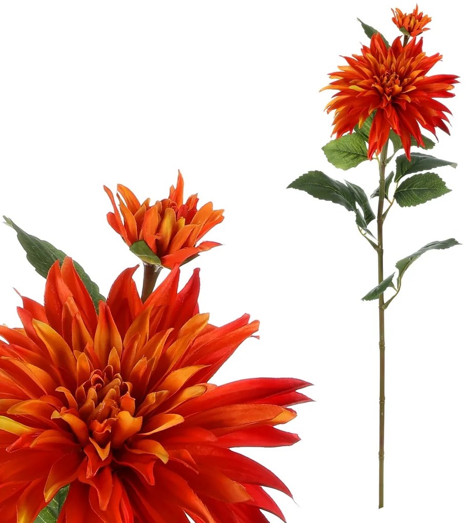 Dahlia oranžová - umelý rezaný kvet, 75 cm