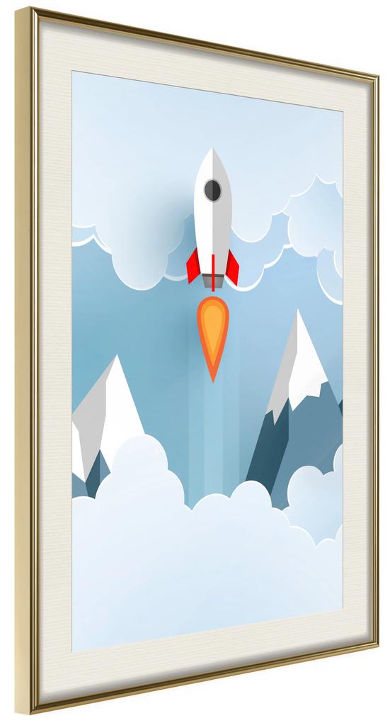 Artgeist Plagát - Rocket in the Clouds [Poster] Veľkosť: 30x45, Verzia: Zlatý rám