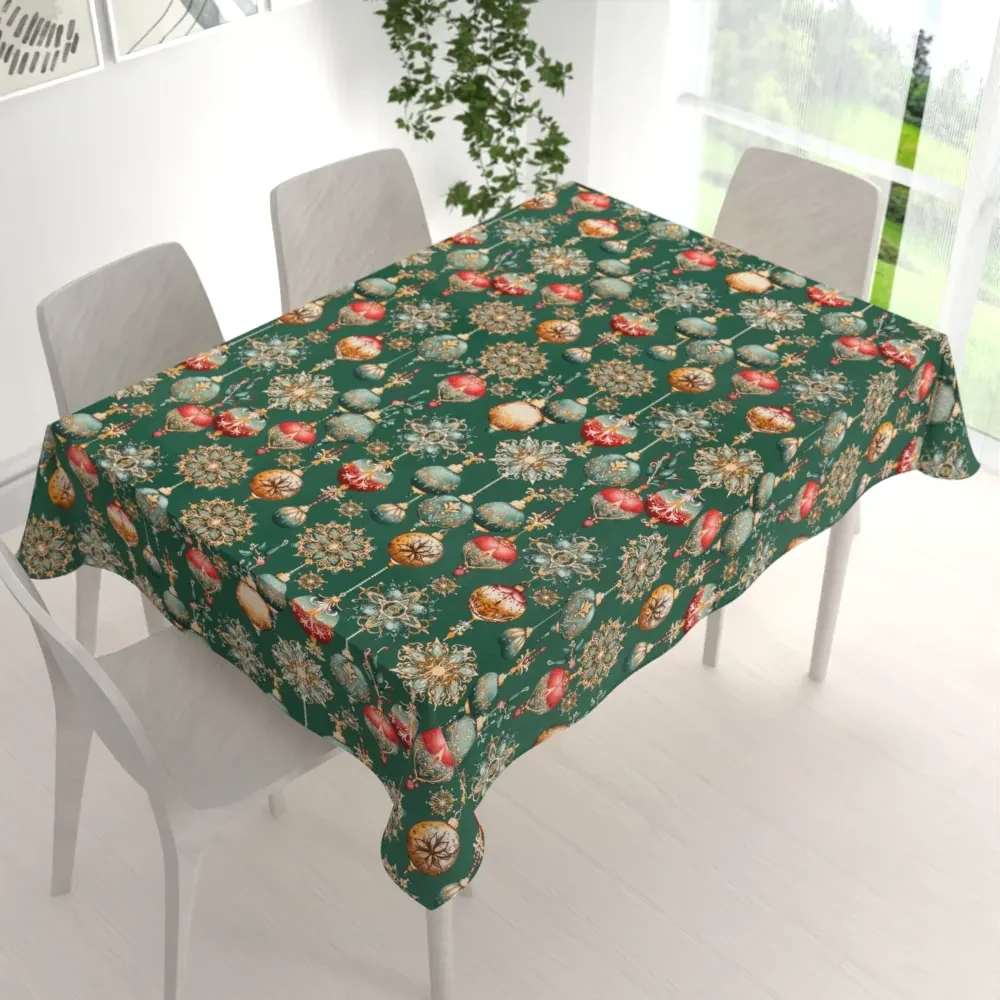 Biante Bavlnený obdĺžnikový obrus Sandra SA-529 Vianočné banky na zelenom 80x120 cm