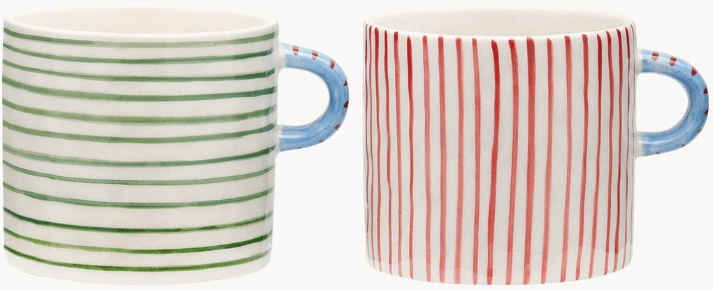 Ručne maľované XL hrnčeky Stripe Affair, 2 ks