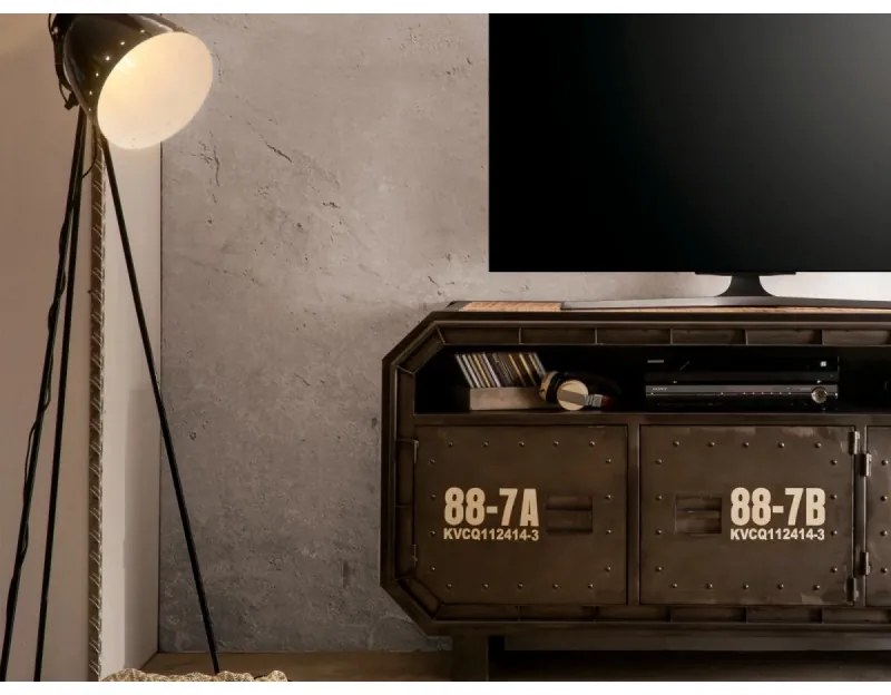 furniture-nabytek.cz - TV stolík Barkley kovový, sivá farba – 160×48×80 cm