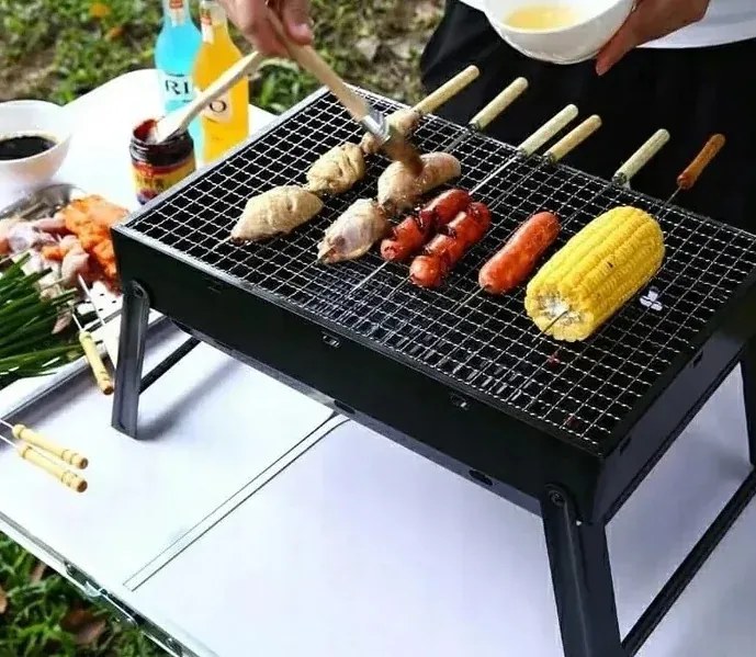 Zaparkorun Cestovný prenosný skladací gril na drevené uhlie Grillbox