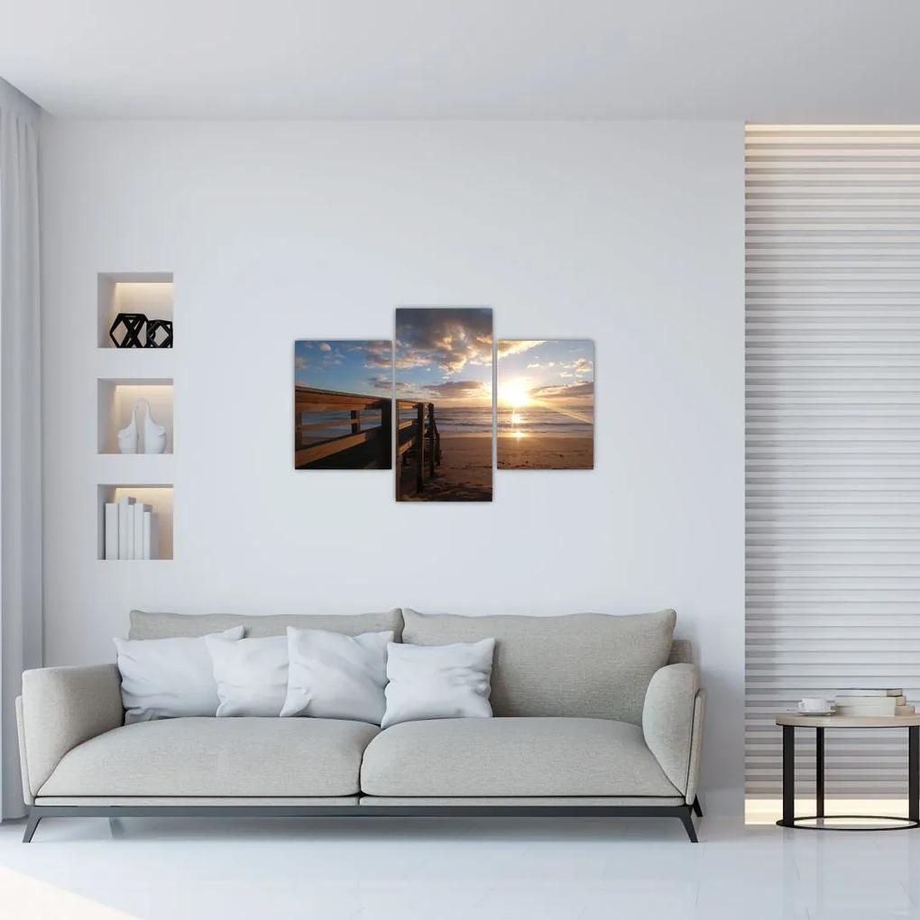 Obraz móla, pláže a more (90x60 cm)