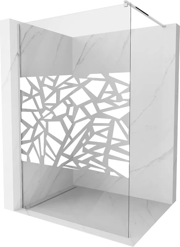 Mexen Kioto sprchová stena 100 x 200 cm, transparentnéné/biely vzor 8 mm, chrómová - 800-100-101-01-85