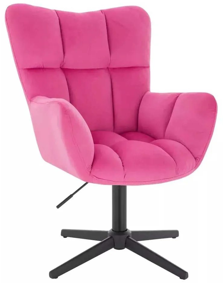 LuxuryForm DESIGN Otočné kreslo AURORA VELUR na čiernom kríži - tmavo ružové