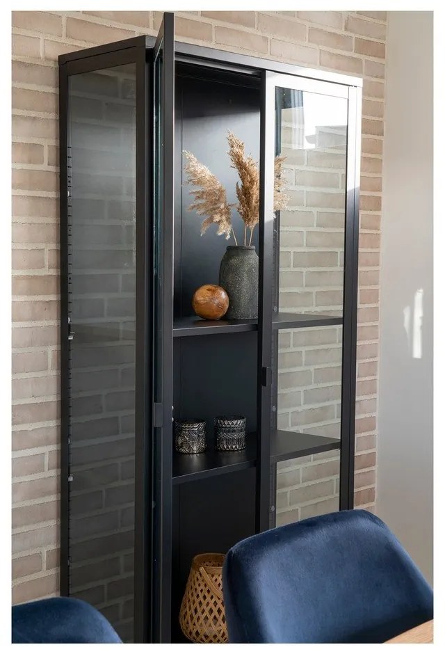 Čierna kovová vitrína 80x175 cm Brisbane – House Nordic