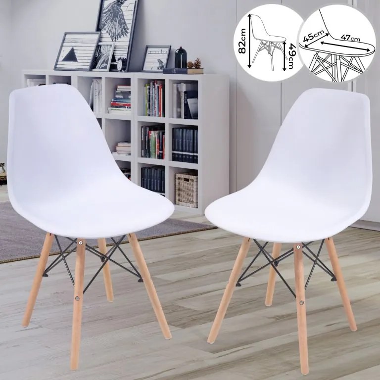 Sada stoličiek s plastovým sedadlom, 2 ks, biele