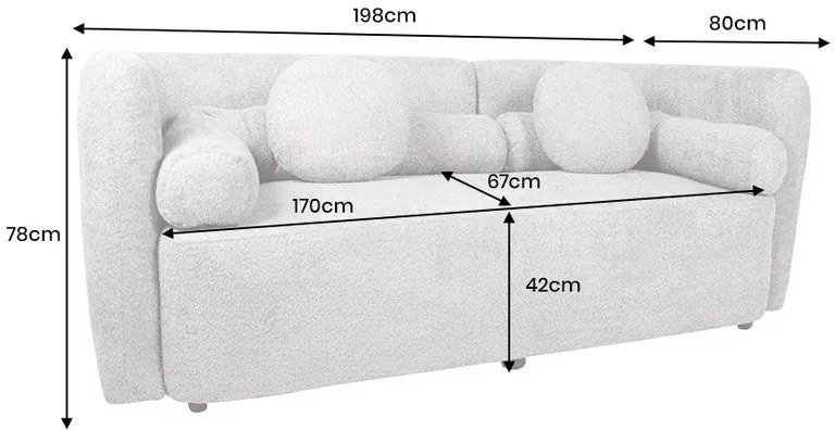 Pohovka ART DECO 200 cm bouclé šedá