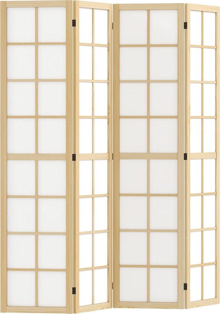 HOMCOM 4 Panelový Predel na Izbách 160 cm x 170 cm, Závesná Ochranná Priečka pre Obývačku, Prírodná | Aosom