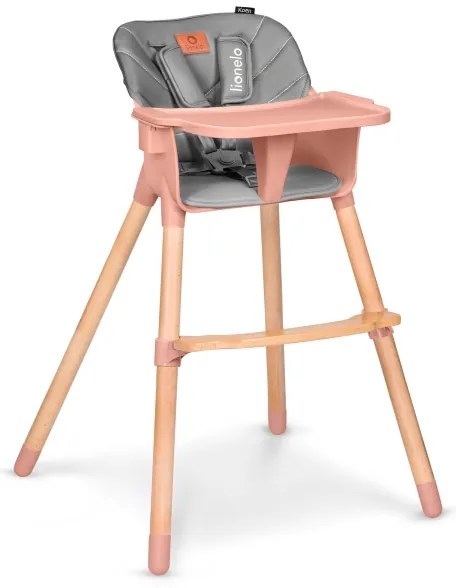 Lionelo - Detská jedálenská stolička 2 v 1 KOEN Pink Rose