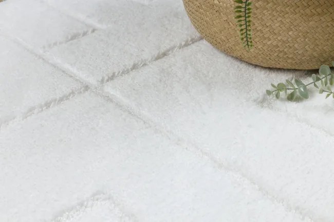 Kúpeľňový koberček SUPREME LINES línie, biely kruh