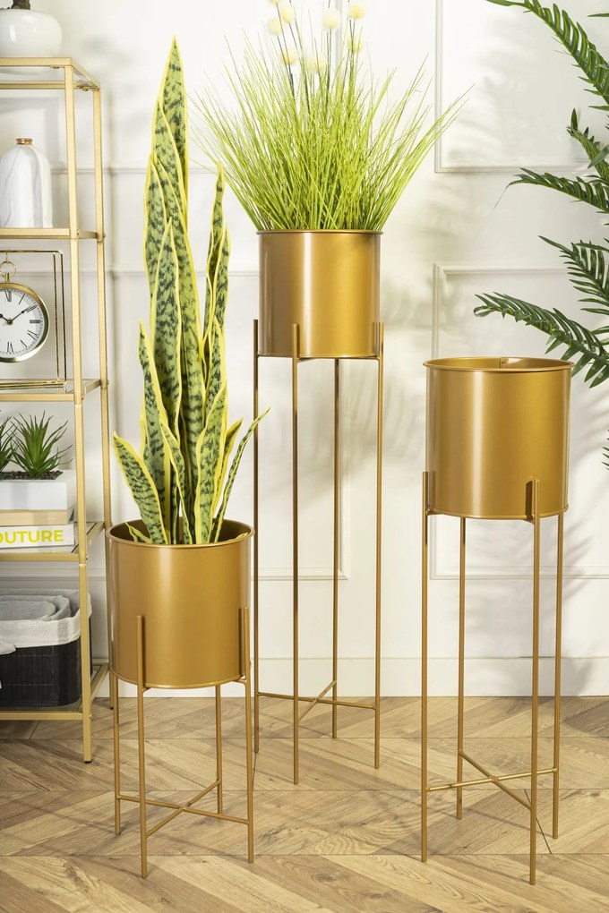 Květináč na stojanu HUGO 55 cm zlatý