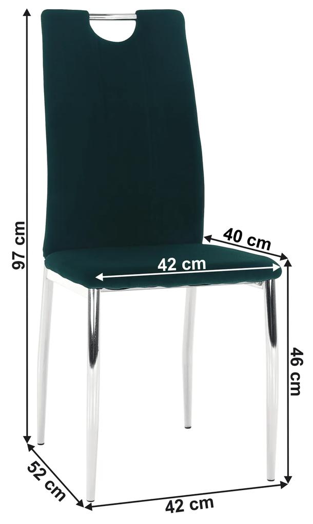 Kondela Jedálenská stolička, smaragdová Velvet látka/chróm, OLIVA NEW 70791
