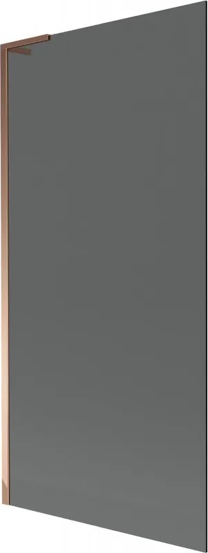 Mexen Next L, 1-krídlová vaňová zástena 90 x 150 cm, 6mm šedé sklo, ružové zlato profil, 895-090-000-03-40-60