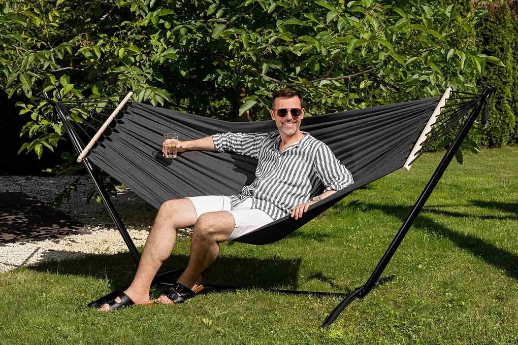 Hojdacia sieť Lecco so stojanom - grafitová