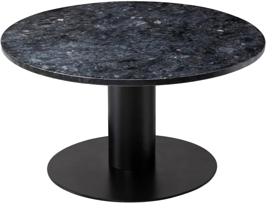 Čierny žulový konferenčný stolík s podnožím v čiernej farbe RGE Pepo, ⌀ 85 cm