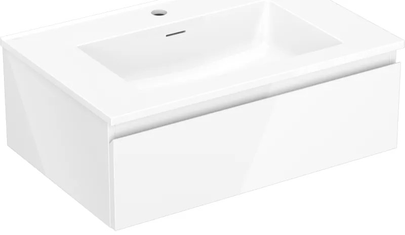 Mexen Orio, kúpeľňová skrinka 70 cm s umývadlom Otis, 1 zásuvka, biela lesklá, 91A10-07023-1-BF00-W18M00