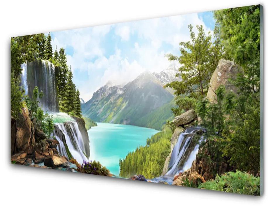 Obraz plexi Záliv vodopád hory 120x60 cm