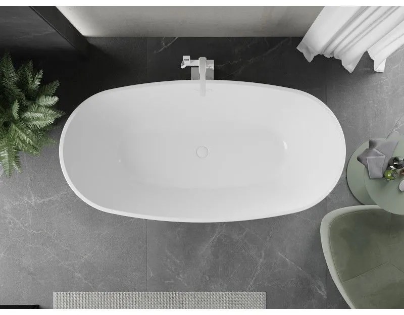 Mexen Eris, voľne stojaca vaňa 180 x 80 cm, biela-čierna, biely prepad, 53441808075-20