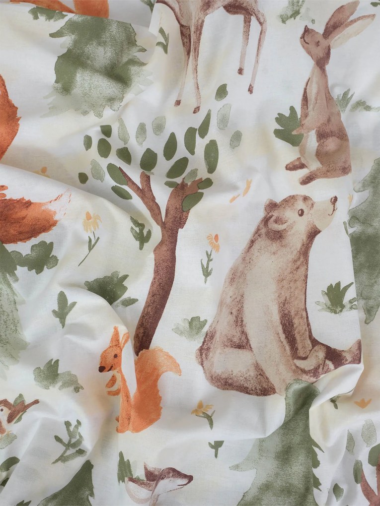 Bavlnená obliečka na vankúš Renforcé 50 × 70 cm - Lesné zvieratká