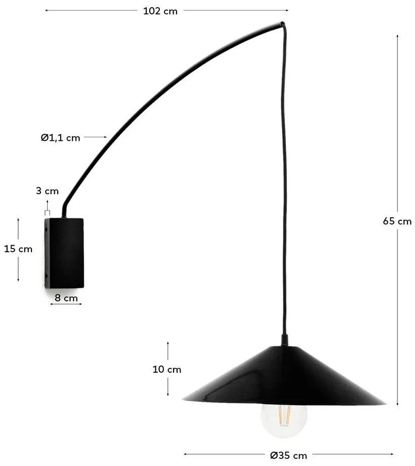Čierne nástenné svietidlo ø 35 cm Kally – Kave Home