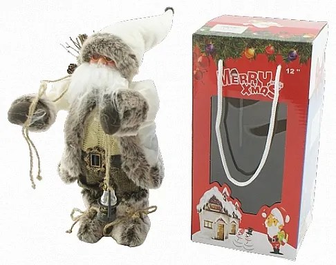 Grugen Spievajúci a tancujúci Santa Claus s lucerničkou, 30 cm, hnedo-biely
