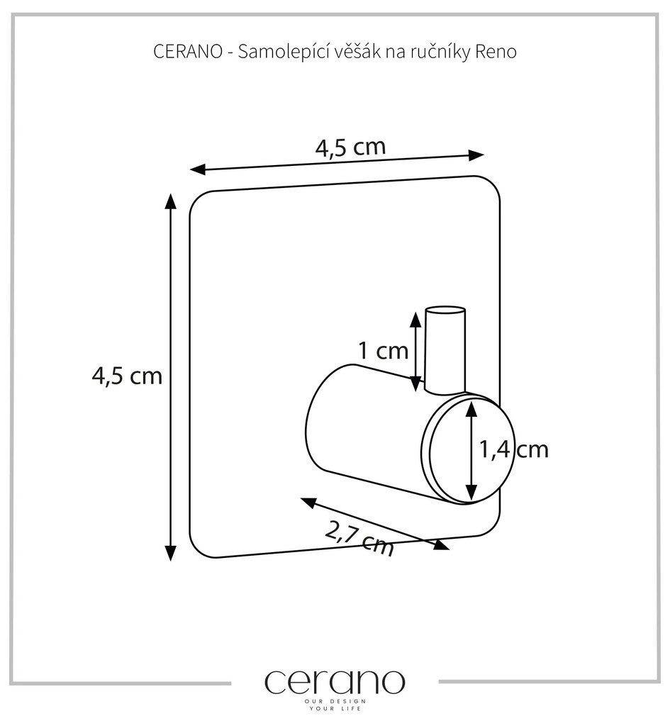 CERANO - Samolepiaci vešiak na uteráky Reno - čierna matná, CER-CER-479398