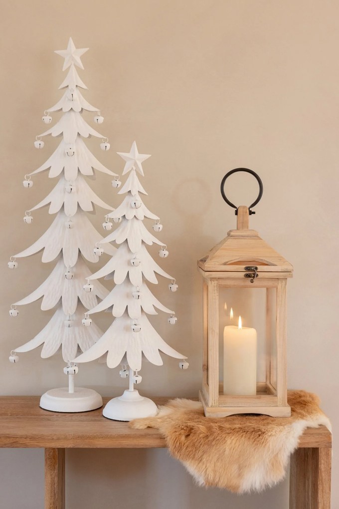 Biely antik kovový stromček s rolničkami Christmas Tree XL - 25 * 13 * 78,5 cm