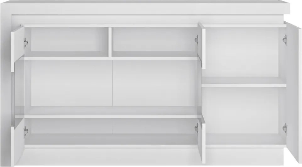 Komoda s prosklením Lyon, biela lesk, s osvetlením