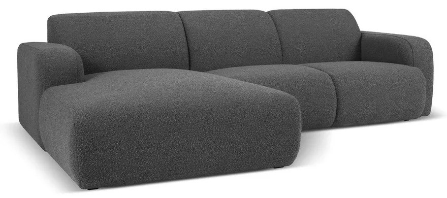 Tmavosivá rohová pohovka z textílie bouclé (ľavý roh) Molino – Micadoni Home