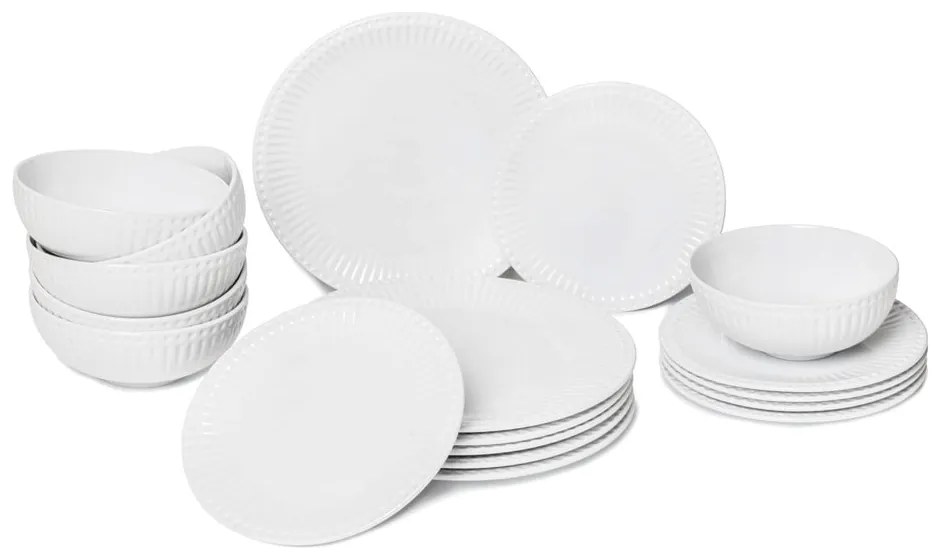 18-dielna súprava bieleho porcelánového riadu Bonami Essentials Purita