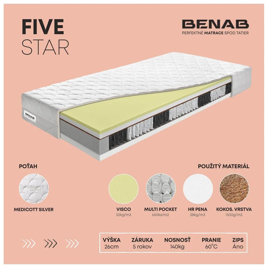BENAB FIVE STAR vysoký taštičkový matrac 160x200 cm Poťah Medicott Silver