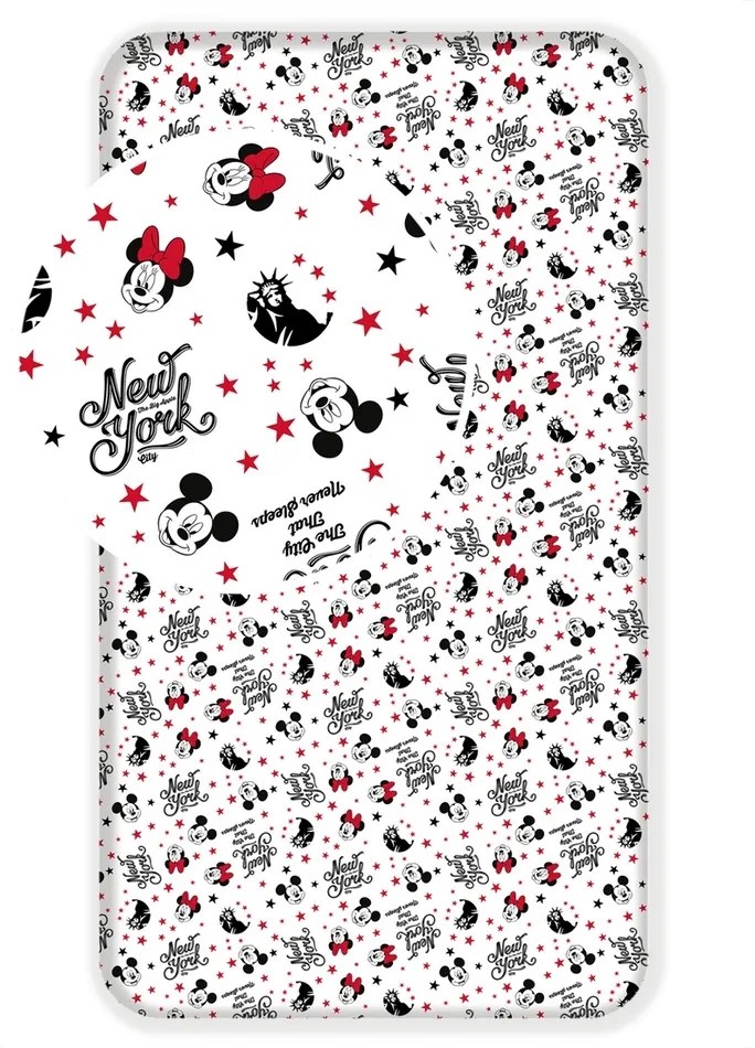 Jerry Fabrics Detské bavlnené prestieradlo Mickey and Minnie in New York love, 90 x 200 cm