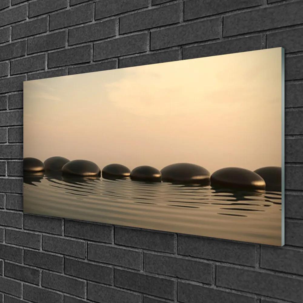 Skleneny obraz Kamene voda umenie 120x60 cm