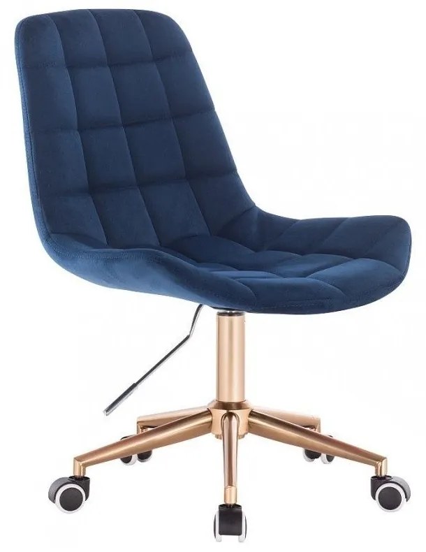 LuxuryForm DESIGN Stolička PARIS VELUR na zlatej podstave s kolieskami - modrá