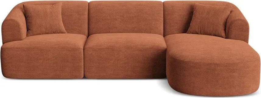 Menčestrová rohová pohovka v terakotovej farbe (pravý roh/s leňoškou) Campi – Cosmopolitan Design