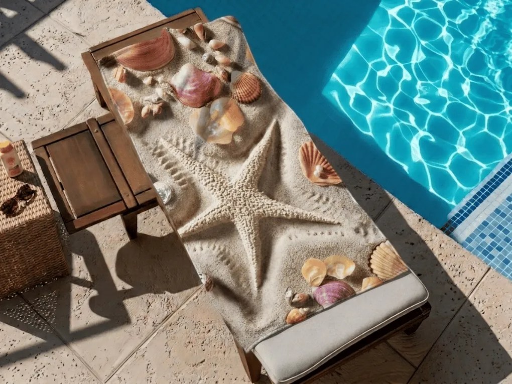 Rýchloschnúca plážová osuška OCEAN SAND farebná 70 x 140 cm, 100% mikrovlákno