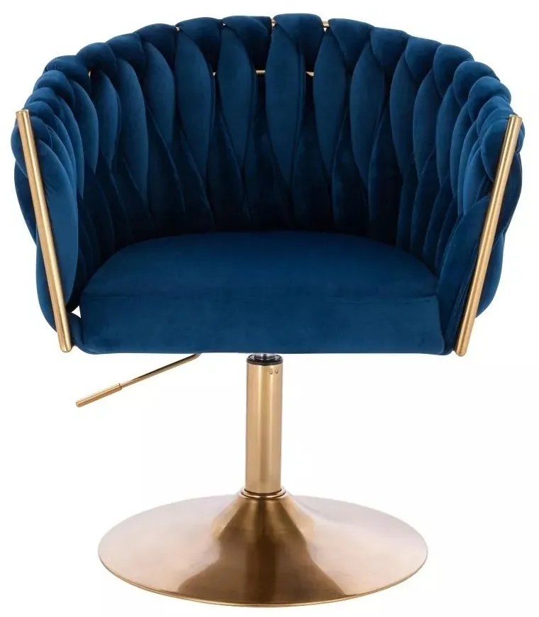 LuxuryForm DESIGN Stolička NORDEN VELUR na zlatom tanieri - modrá