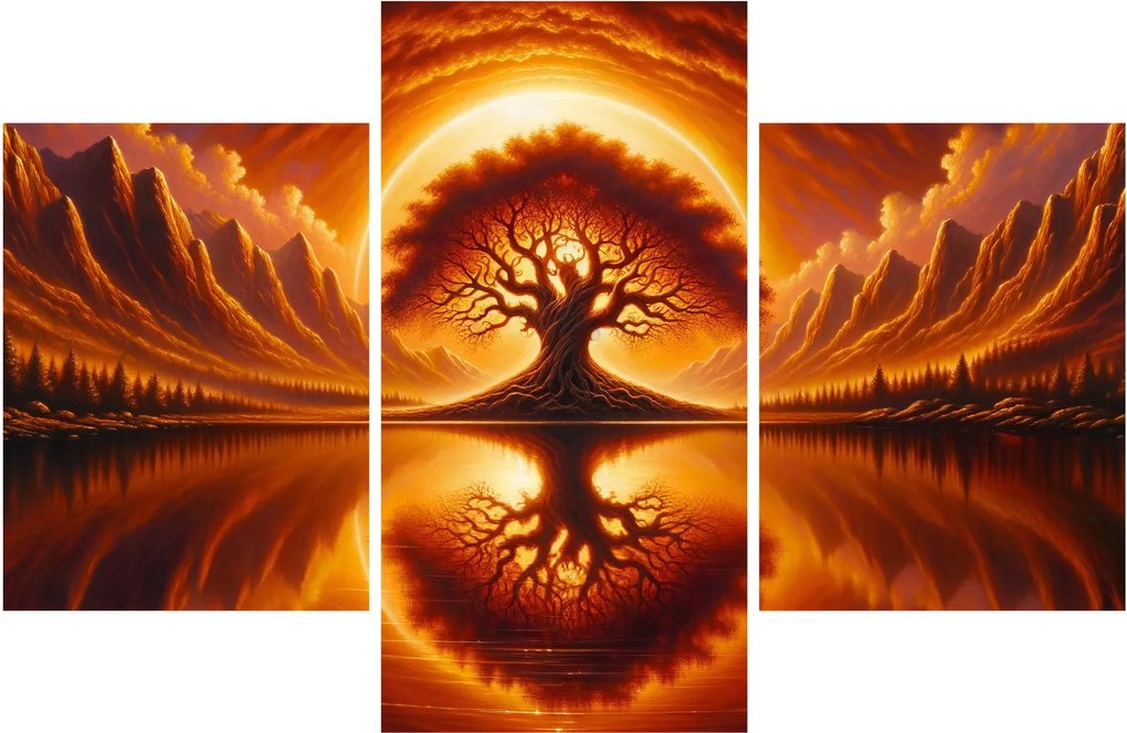 Obraz – Strom v krvavom slnku (90x60 cm)