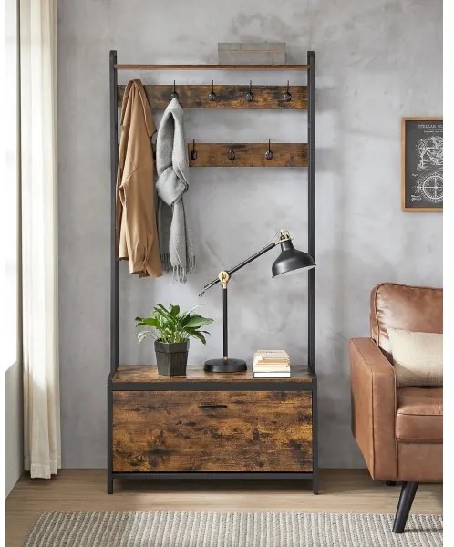 Stojanový vešiak NAVOR hnedá/čierna