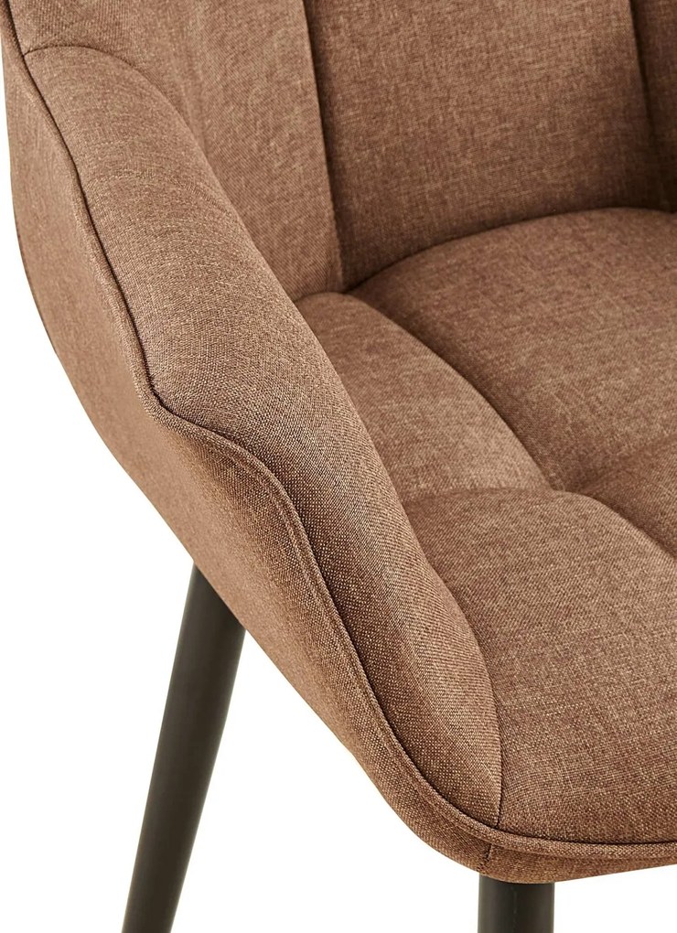 Stolička s podrúčkami Roseville - látka, nohy čierny kov - Sivo-hnedá (Taupe)