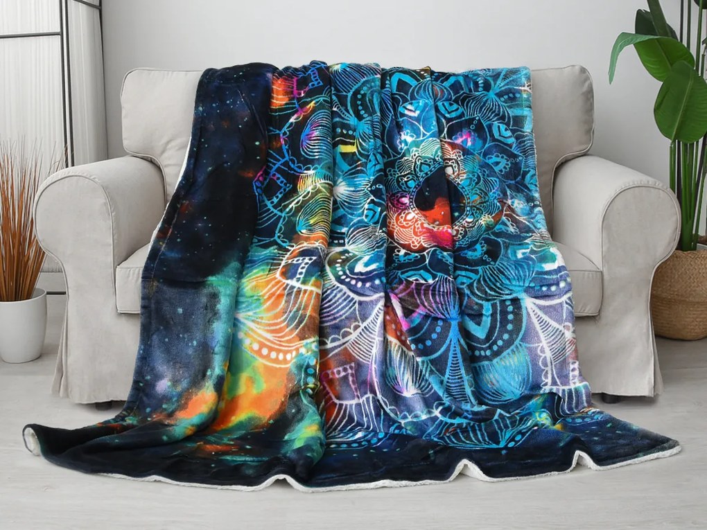 XPOSE® Mikroplyšová deka MANDALA 4 s baránkom 140x200 cm