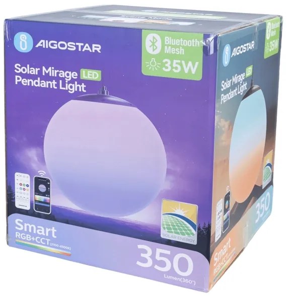 Aigostar-LED RGBW Solárny luster MESH 35W/3,7V 8000 mAh 2700K-6500K IP65 pr. 50 cm