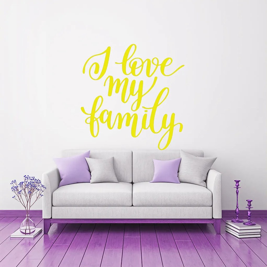 Veselá Stena Samolepka I love my family Farba: modrá, Veľkosť: 80 x 82 cm