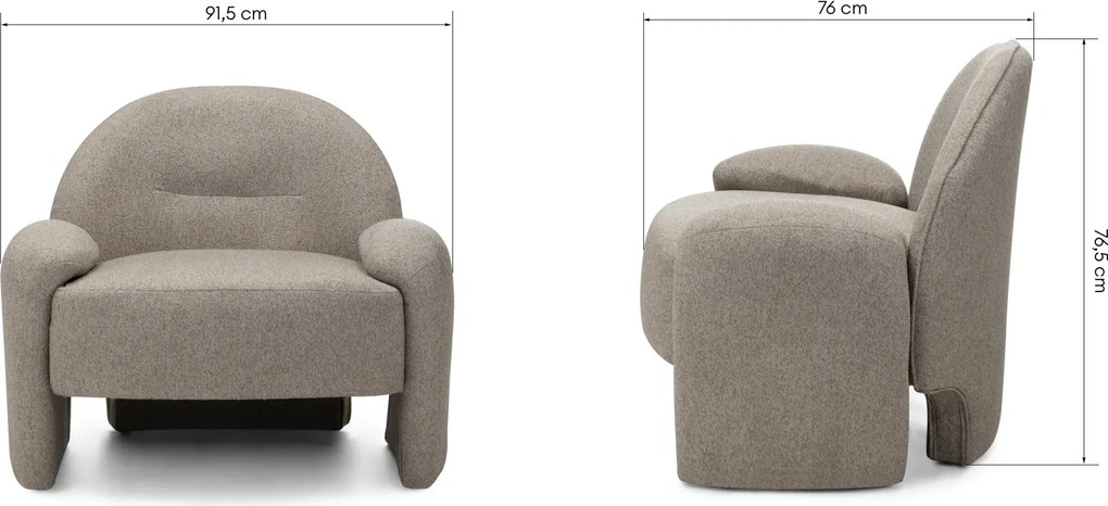 Dizajnové kreslo Sheli bouclé béžovošedé