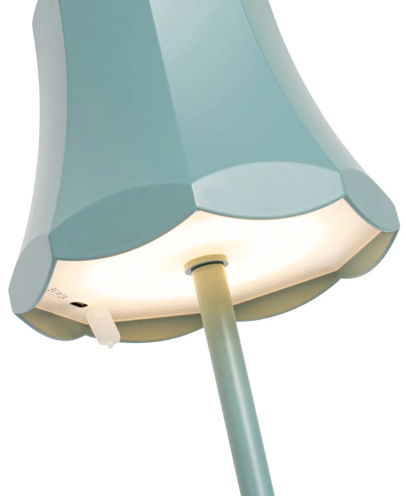 Retro stolná lampa minerálna modrá nabíjateľná IP44 - Granny