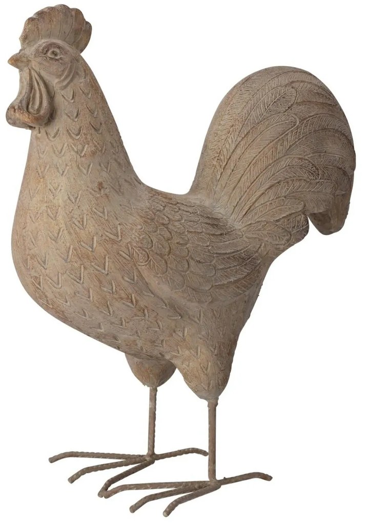 Záhradná figúrka z horčíkovej živice Chicken 2, 40 cm, béžová