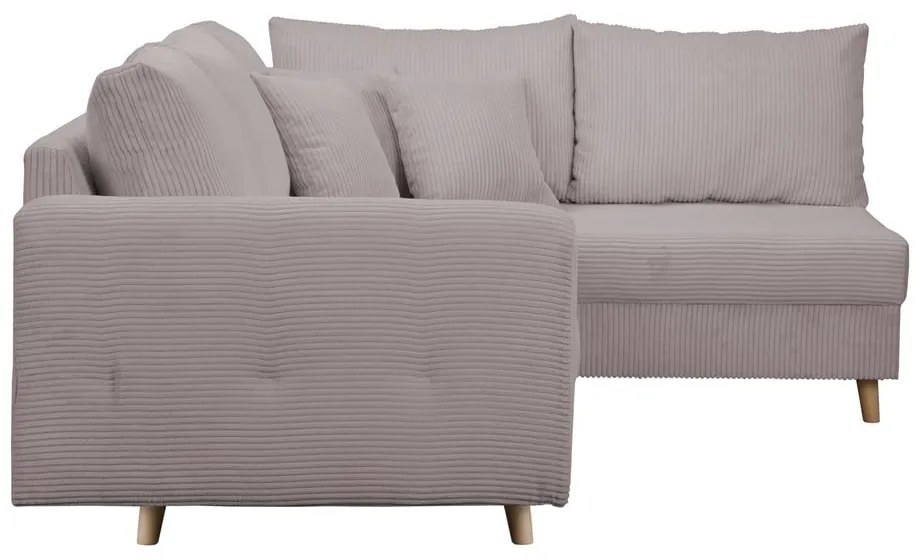 Sivá menčestrová rohová pohovka (pravý roh) Ariella – Ropez